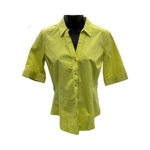 New York & Company Lime Green Button-Down Short Sleeve Shirt